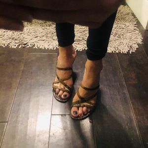 90s Italian leather strappy snakeskin heel sandals